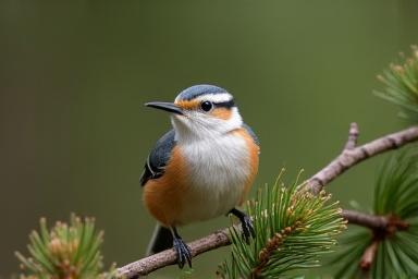 Close-up of a nuthatch on a tree branch, sharp detail.